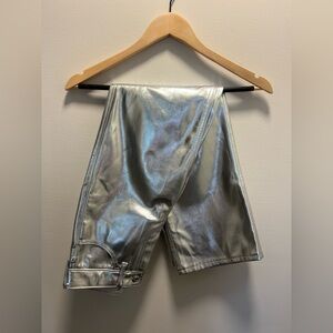 Silver Metallic abercombie high rise wide leg Pants